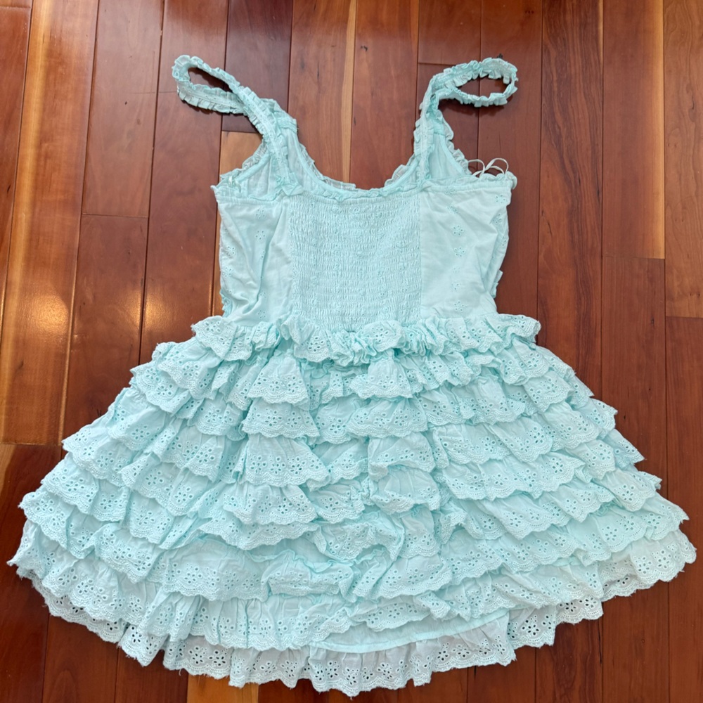 Altar'd State Light Blue Eyelet Ruffle Mini Dress - Picture 4 of 5